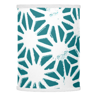 Teal and white geometric pattern lamp shade