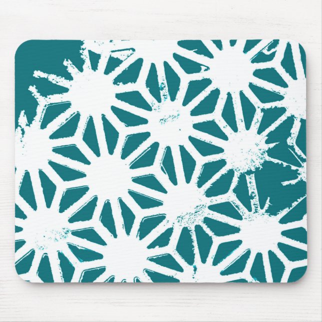 Teal and white geometric pattern mouse pad (Front)