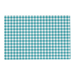 Teal and White Gingham Checked Pattern Placemat