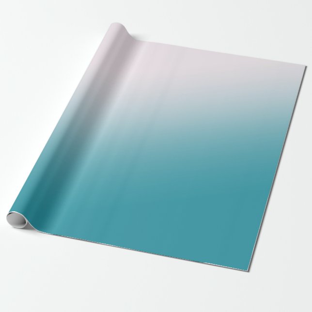 Teal and White Gradient Wrapping Paper (Unrolled)