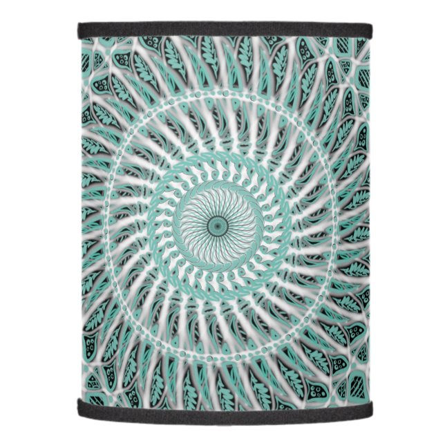 Teal and White Mandala Lamp Shade (Left)