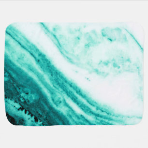 Teal and White Marble   Baby Blanket