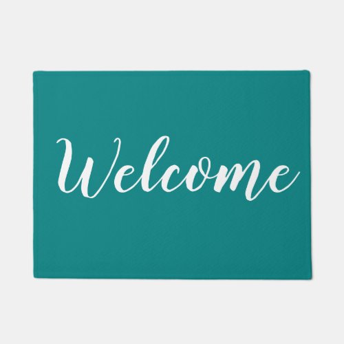 Teal  And White Modern  Outdoor Welcome   Doormat