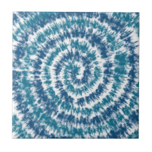 Teal and White Modern Retro Ceramic Tile