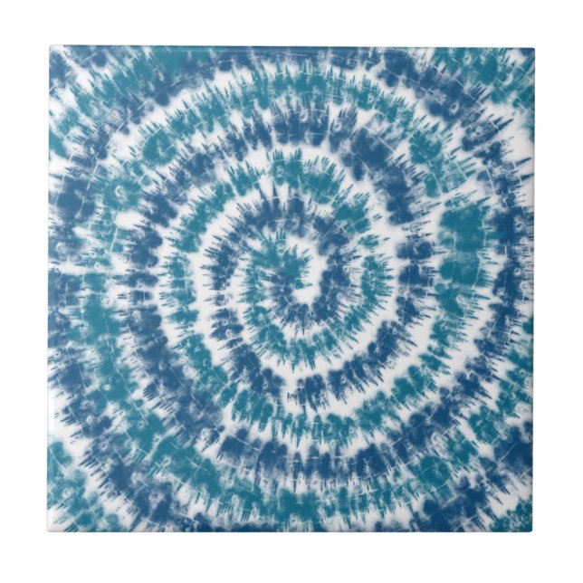 Teal and White Modern Retro Ceramic Tile (Front)