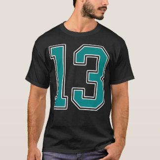 Teal And White Number 13 Jersey Player Uniform 13 T-Shirt