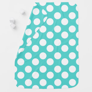 Teal and White Polka Dot Baby Blanket