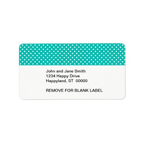 Teal and White Polka Dot Pattern Label