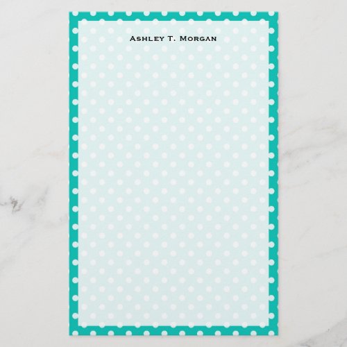 Teal and White Polka Dot Pattern Stationery