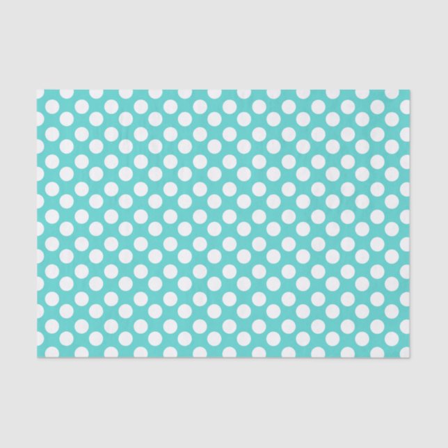 Teal and White Polka Dot Tissue Paper (Front)