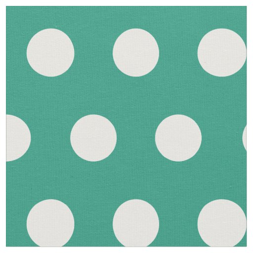 Teal and white polka dots fabric