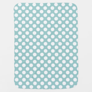 Teal and White Polka Dots Receiving Blanket