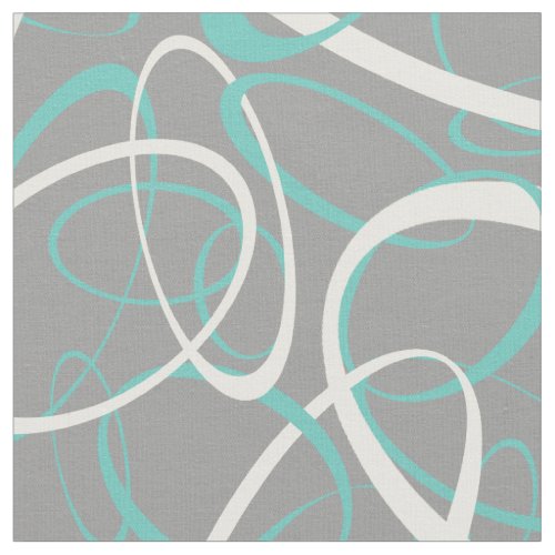 teal and white retro ovals any background color fabric