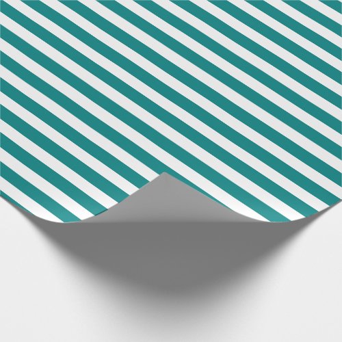Teal and White Simple Horizontal Striped Wrapping Paper