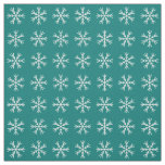 Teal and White Snowflake Pattern Fabric