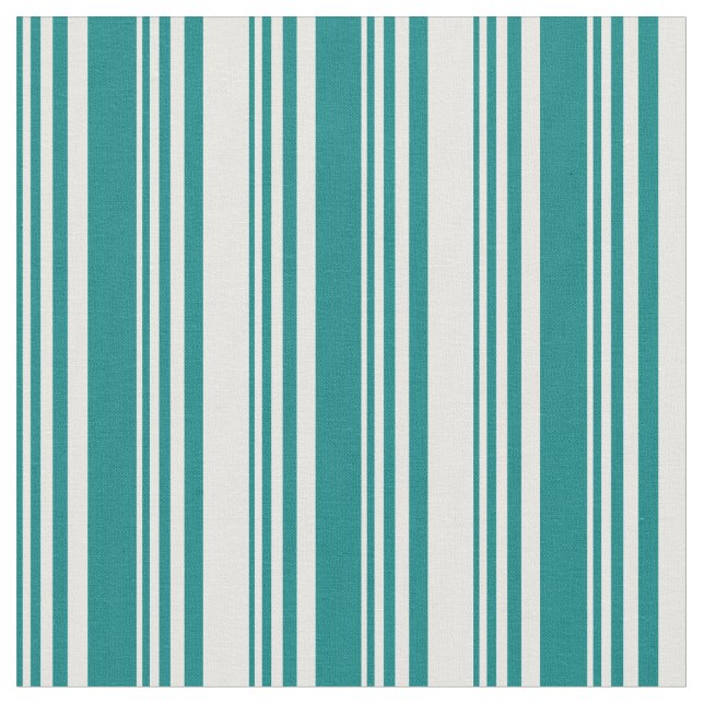 Teal and White Striped/Lined Pattern Fabric (Close Up)
