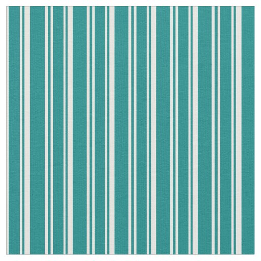Teal and White Striped Pattern Fabric