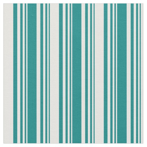 Teal and White Stripes Pattern Fabric