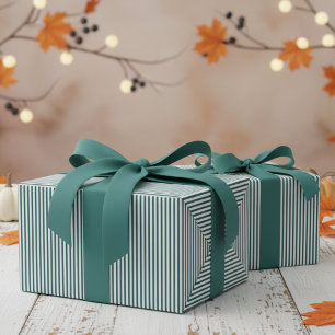 Teal and White Stripes Pattern Wrapping Paper