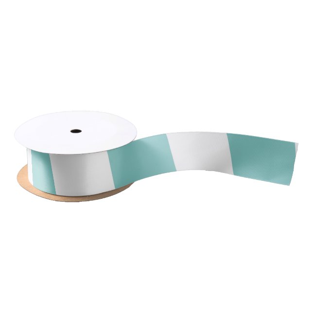 Teal and White Stripes Satin Ribbon (Spool)