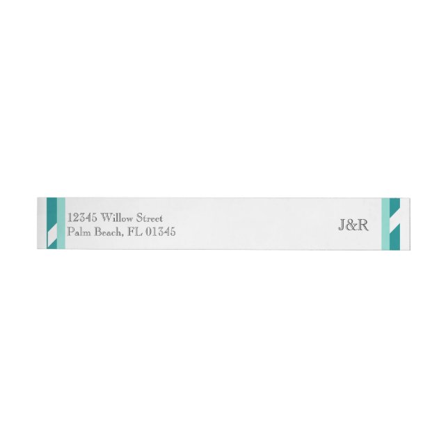 Teal and White Wedding Wrap Around Label (Individual)