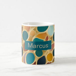 Teal and Wine Colordrops on Gold Coffee Mug