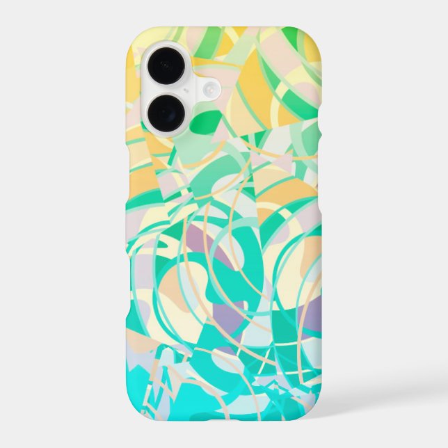  Teal and Yellow Abstract iPhone Case (Back)