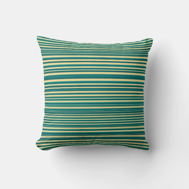 Teal and Yellow Modern Simple Stripes Throw Pillow (Front)