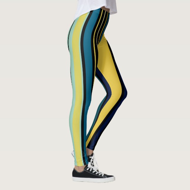 Teal and Yellow Stripes Leggings (Right)