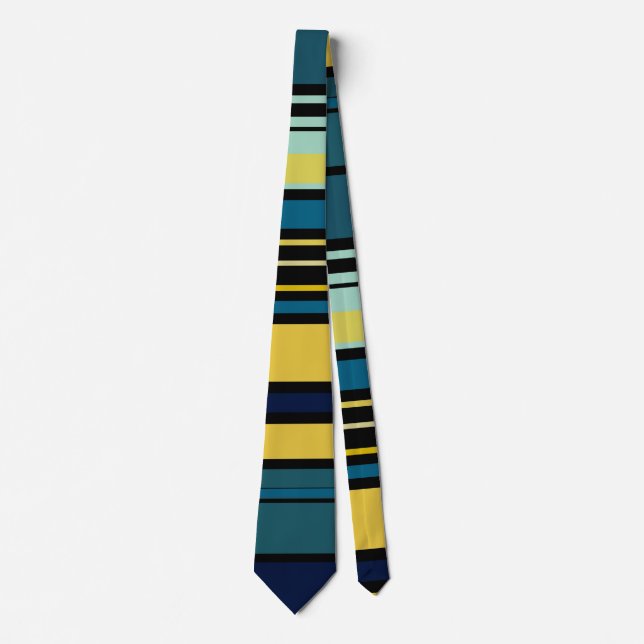 Teal and Yellow Stripes Neck Tie (Front)