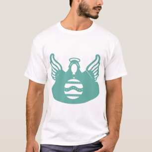 Teal Angel Wings Graphic White T-Shirt