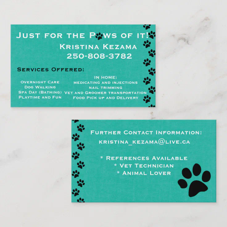 Teal Animal Care Business Card Zazzle