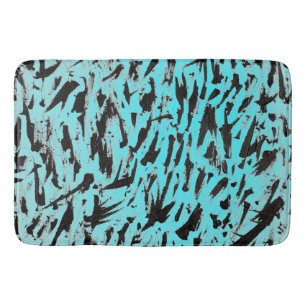 Teal Animal Print Abstract Bath Mat