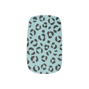 Teal Animal Print Minx Nail Art