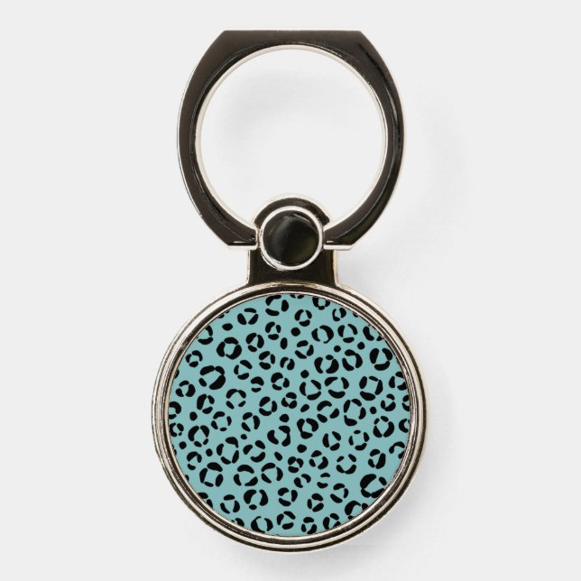 Teal Animal Print Phone Ring Stand (Front)