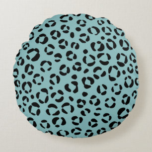 Teal Animal Print Round Pillow