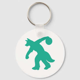 Teal Anthro Canine Bowling Keychain 0001