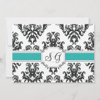 Teal Antique Elegant Wedding Invitation by CleanGreenDesigns at Zazzle