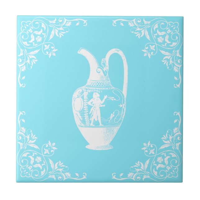 Teal Antique Jar Ceramic Tile (Front)