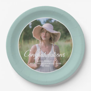 Teal (Any Color) Graduation Party Photo Paper Plates