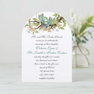 Teal Aqua Blue Bird Wedding Invites