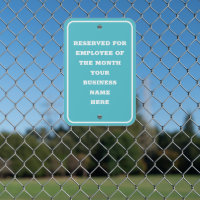 Teal Aqua Blue Employee of the Month Parking
