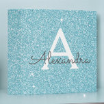 Teal Aqua Blue Glitter & Sparkle Monogram<br><div class="desc">Teal Aqua Blue Faux Glitter and Sparkle Elegant Binder for School,  Office or Wedding Planning. These Binders can be customized to include your initial and first name.</div>