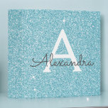 Teal Aqua Blue Glitter & Sparkle Monogram 3 Ring Binder<br><div class="desc">Teal Aqua Blue Faux Glitter and Sparkle Elegant Binder for School,  Office or Wedding Planning. These Binders can be customized to include your initial and first name.</div>