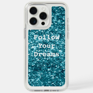 Teal Aqua Blue Glitter Sparkle iPhone 15 Pro Max Case