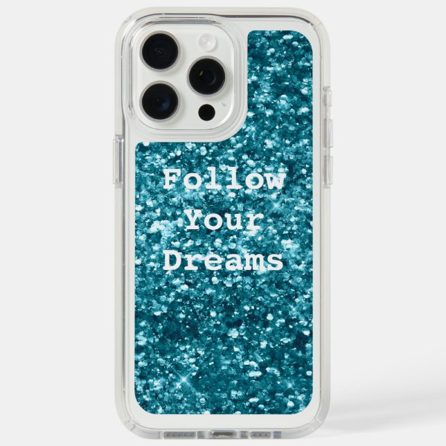 Teal Aqua Blue Glitter Sparkle Speck iPhone Case (Front (White Titanium))