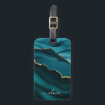 Teal Aqua Blue Green Agate Geode Gold Monogram Luggage Tag<br><div class="desc">Teal Aqua Blue Green and Gold Foil Agate Geode Monogram Beautiful Elegant Script Name Bag or Luggage Tag. This makes the perfect sweet 16, 13th, 15th, 16th, 18th, 21st, 30th, 40th, 50th, 60th, 70th, 80th, 90th, 100th birthday, wedding, bridal shower, anniversary, baby shower, graduation or bachelorette party gift for someone...</div>