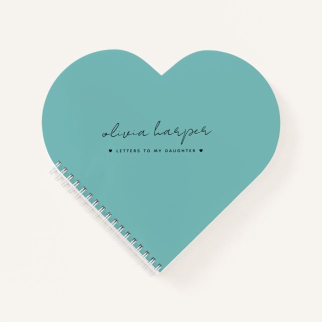 Teal Aqua Blue Letters to Daughter Mom Journal (Front)