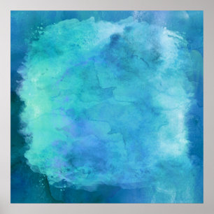 Teal Aqua Blue Teal Watercolor Texture Pattern Poster