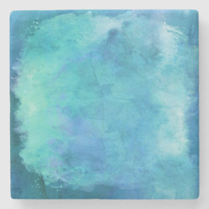 Teal Aqua Blue Teal Watercolor Texture Pattern Stone Coaster